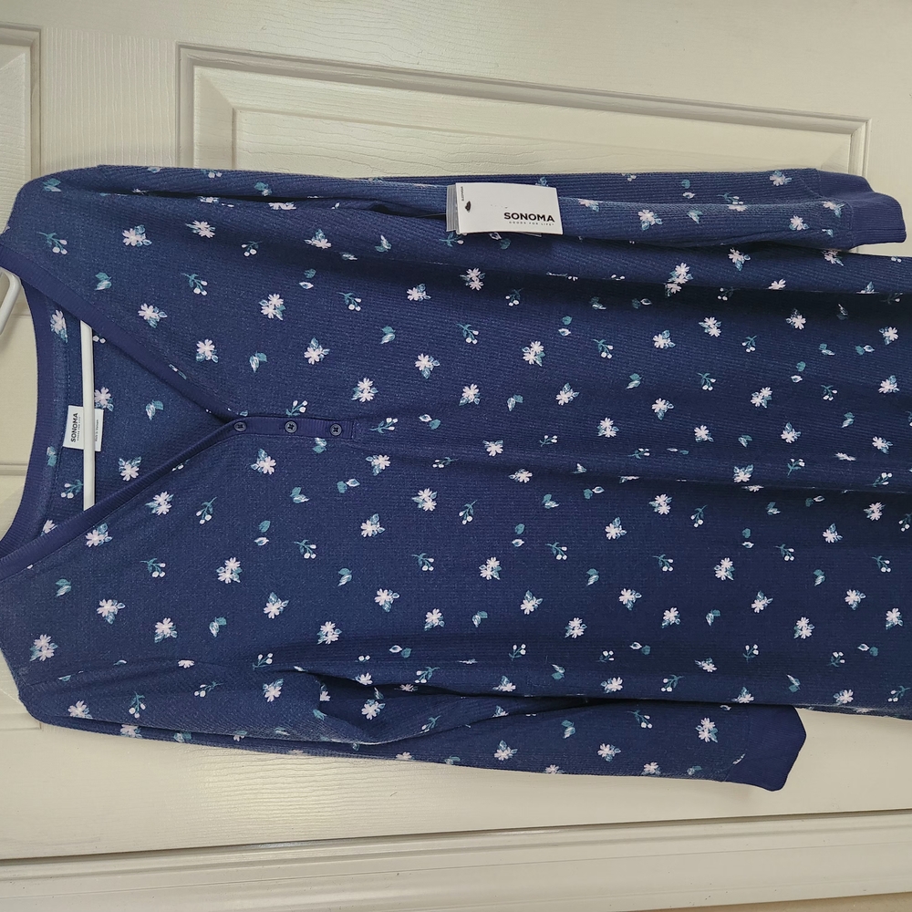 Sonoma Blue Floral Long Sleeve Top